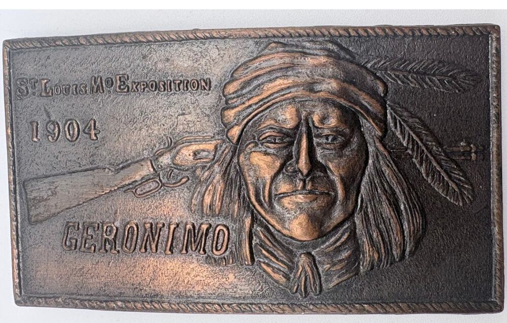 St. Louis Geronimo Exposition Belt Buckle in Brass-tone